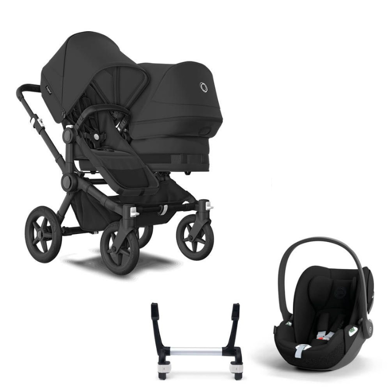 Bugaboo Donkey 5 Duo Kinderwagen 3 In 1 Black Midnight Black Met Cybex Cloud T Groep 0 Autostoel