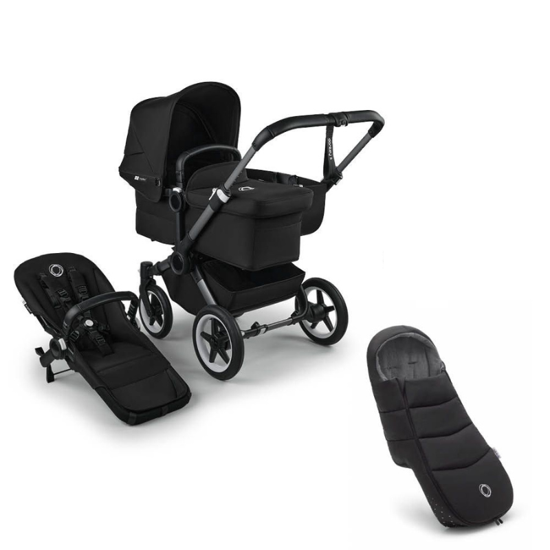 Bugaboo Donkey 5 Mono Kinderwagen 2 In 1 Graphite Midnight Black + Voetenzak