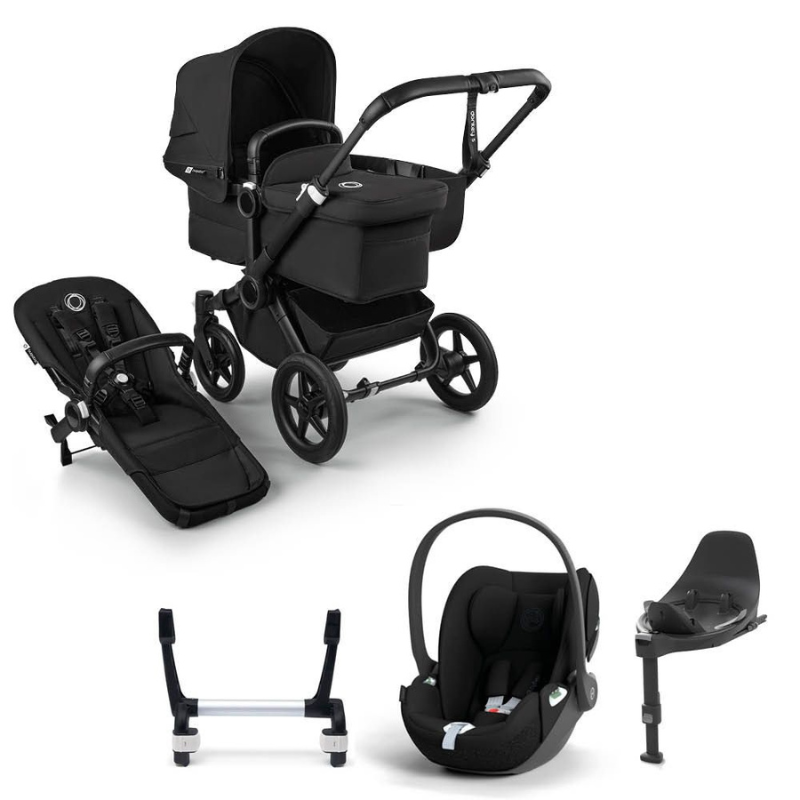 Bugaboo Donkey 5 Mono Kinderwagen 3 In 1 Black Midnight Black Met Cybex Cloud T Groep 0 Autostoel + Isofix Base