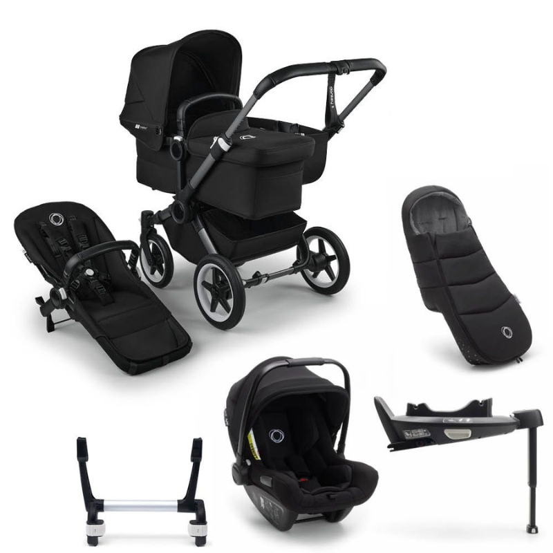Bugaboo Donkey 5 Mono Kinderwagen 3 In 1 Graphite Midnight Black + Isofix Base + Voetenzak
