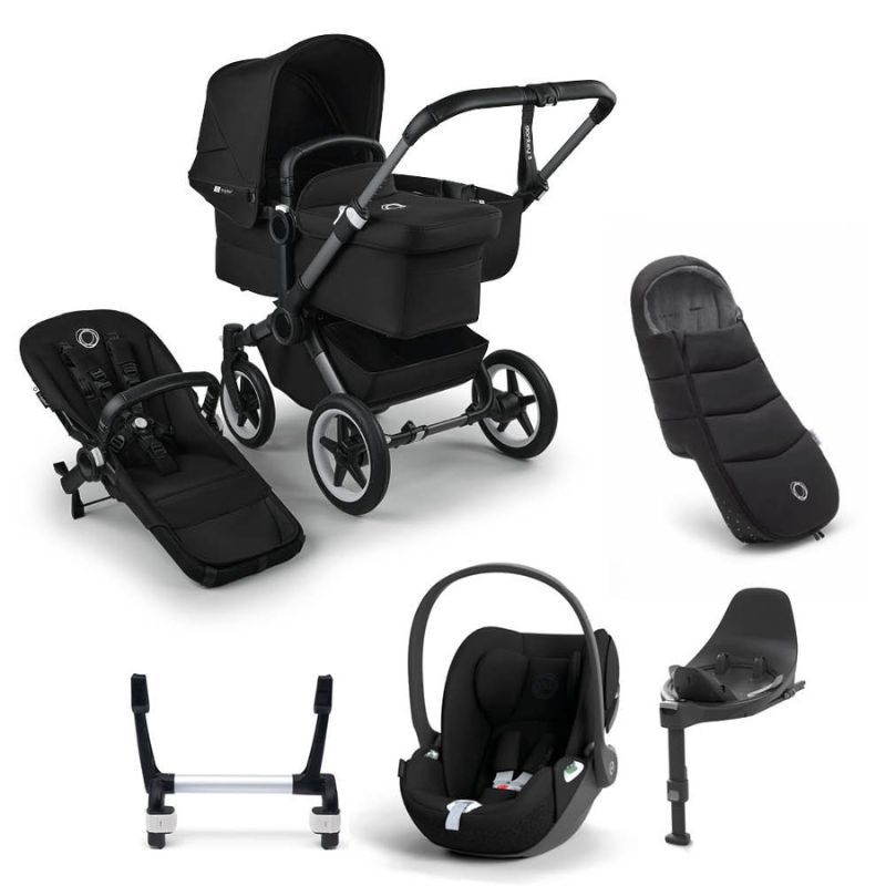 Bugaboo Donkey 5 Mono Kinderwagen 3 In 1 Graphite Midnight Black Met Cybex Cloud T Groep 0 Autostoel + Isofix Base + Voetenzak