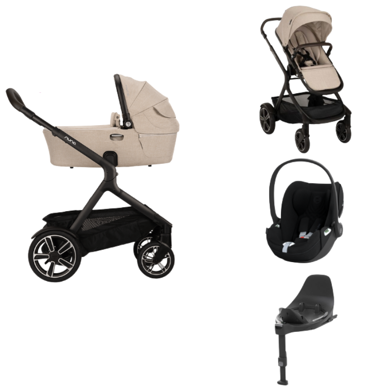Nuna Kinderwagen 3 in 1 DEMI™ next Biscotti + Autostoel Cloud T I Size + Cybex Draaibare Base T