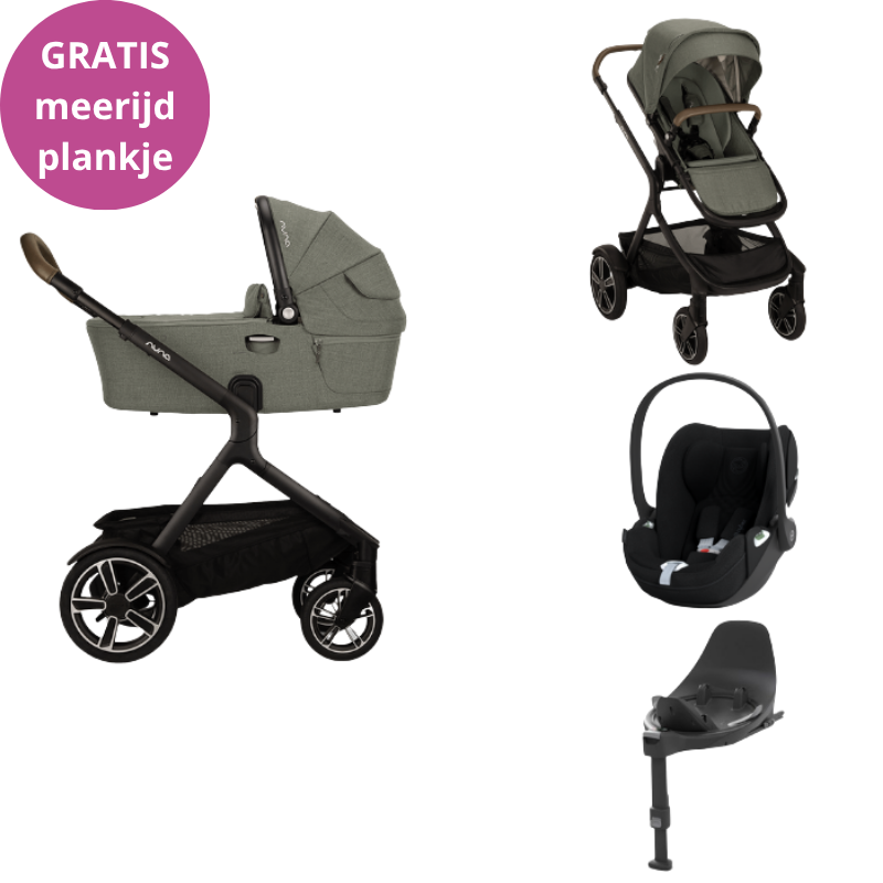 Nuna Kinderwagen 3 in 1 DEMI™ next Pine + Autostoel Cloud T I Size + Cybex Draaibare Base T