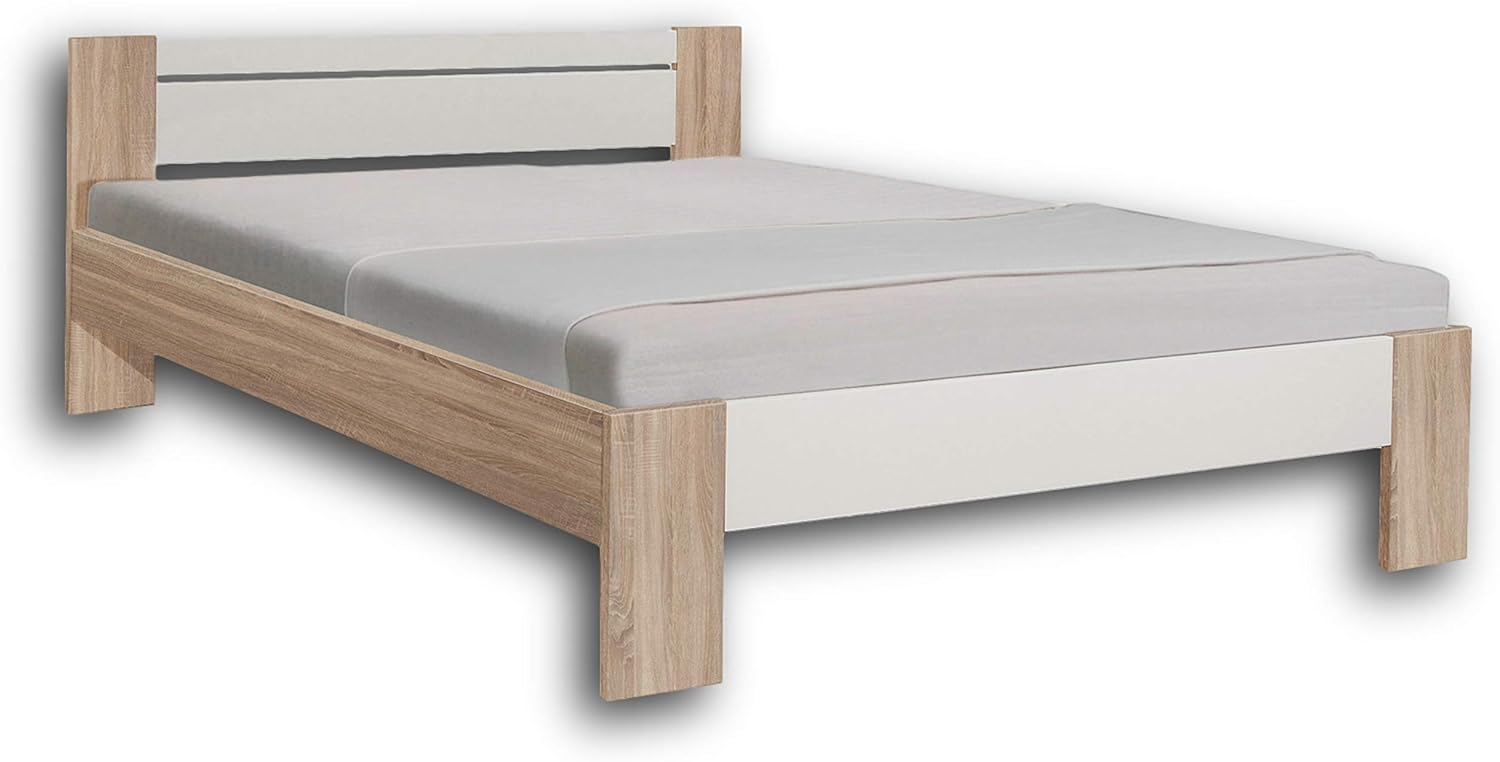 Tienerbed  Lega 140x200cm Eiken / Wit Set  (incl. rolbodem en matras)