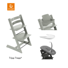 Stokke® Kinderstoel Tripp Trapp® Glacier Green + Newborn Set™ Anthracite + Baby Set™ Glacier Green + Tray™
