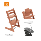Stokke® Kinderstoel Tripp Trapp® Terracotta + Newborn Set™ Anthracite + Baby Set™ Terracotta + Tray™
