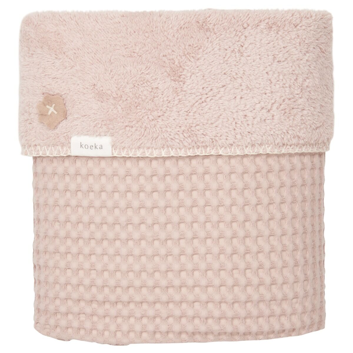 Koeka Oslo baby wiegdeken wafel/teddy 75x100 cm grey pink/grey pink online kopen